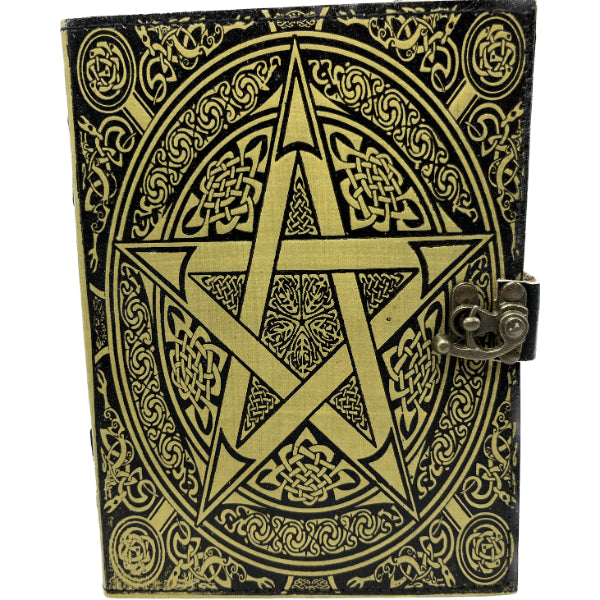Leather Journal - Golden Pentagram