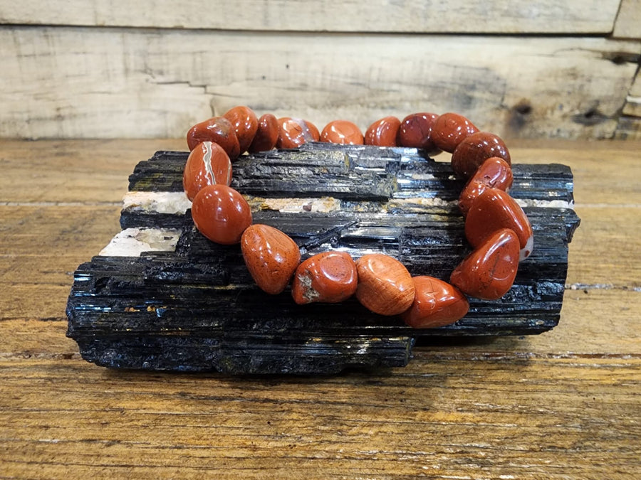 BRACELET - TUMBLED Jasper, Red Striped