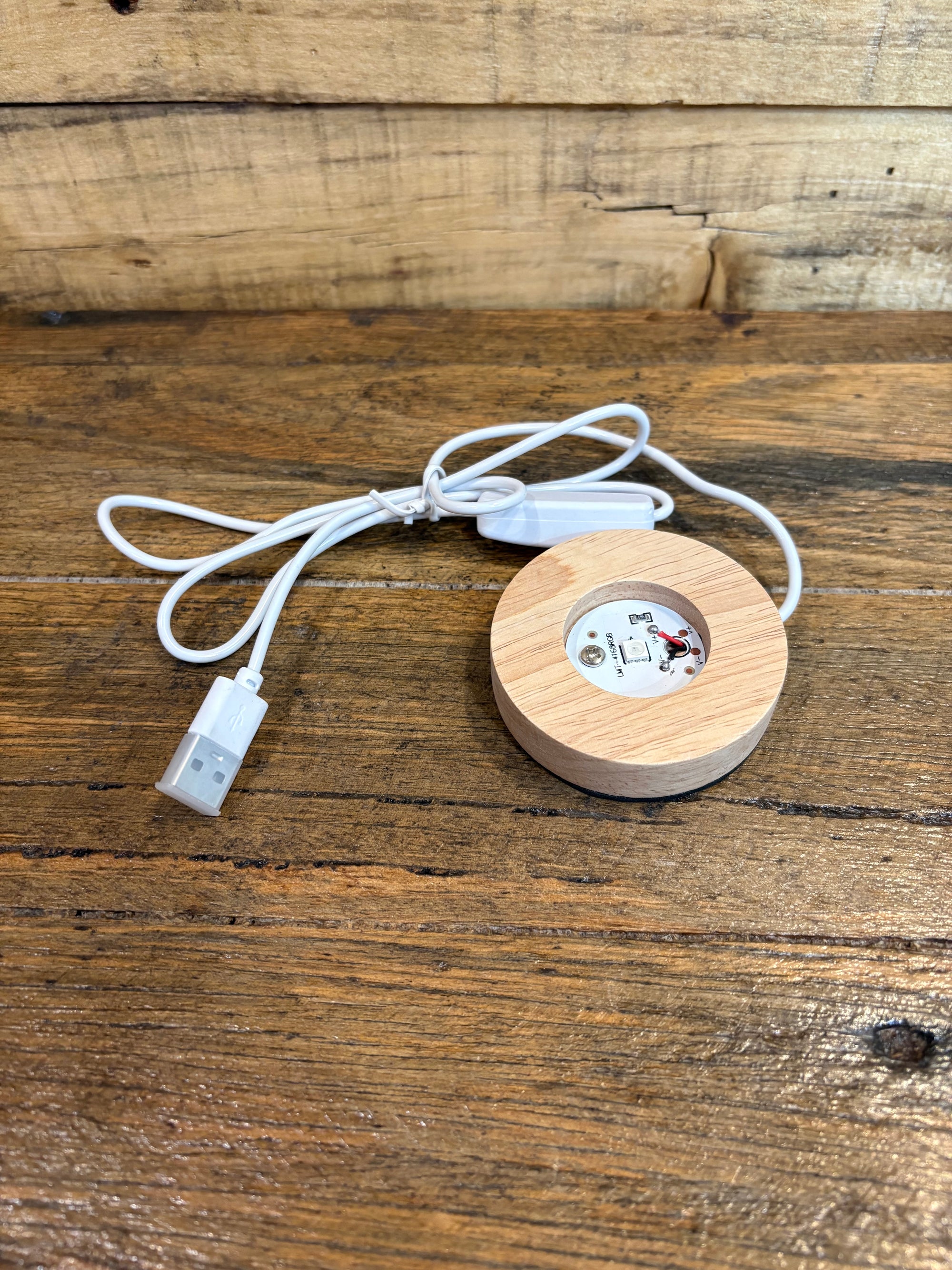 Electrical Light Cord LED White with Wooden Base