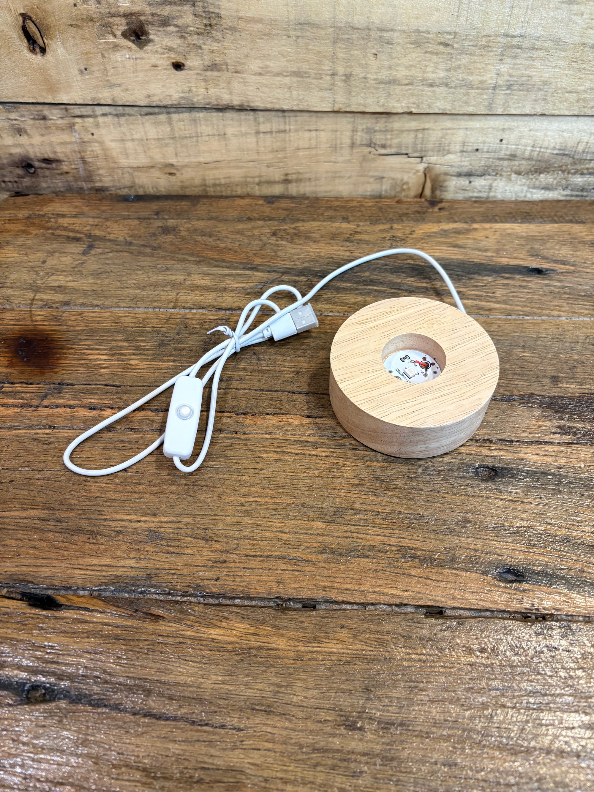 Electrical Light Cord LED White with Wooden Base