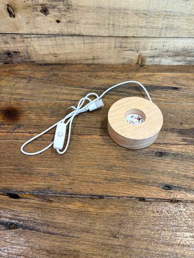 Electrical Light Cord LED White with Wooden Base