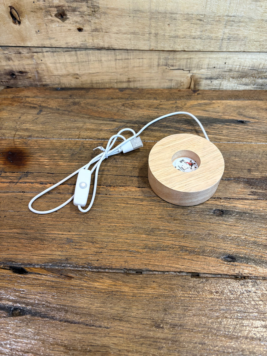 Electrical Light Cord LED White with Wooden Base