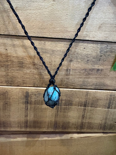 Macrame Crystal Sack Beaded Necklace