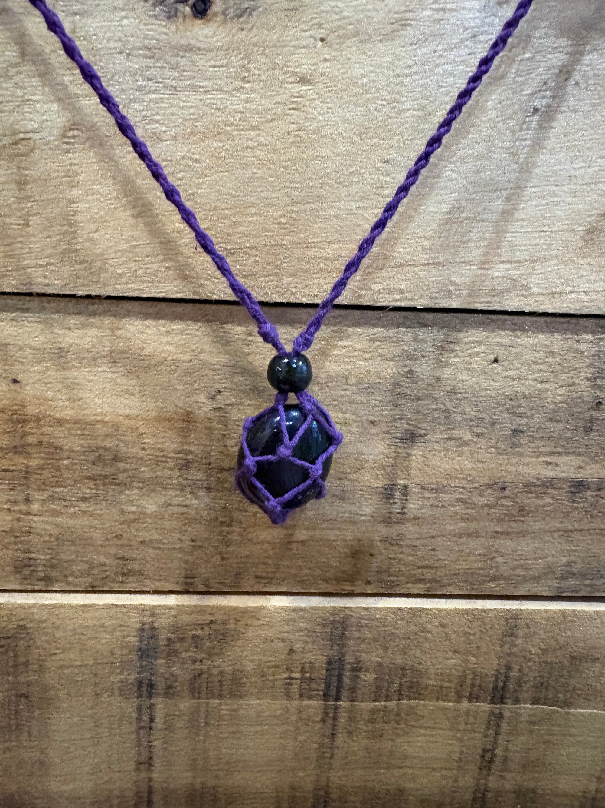 Macrame Crystal Sack Beaded Necklace
