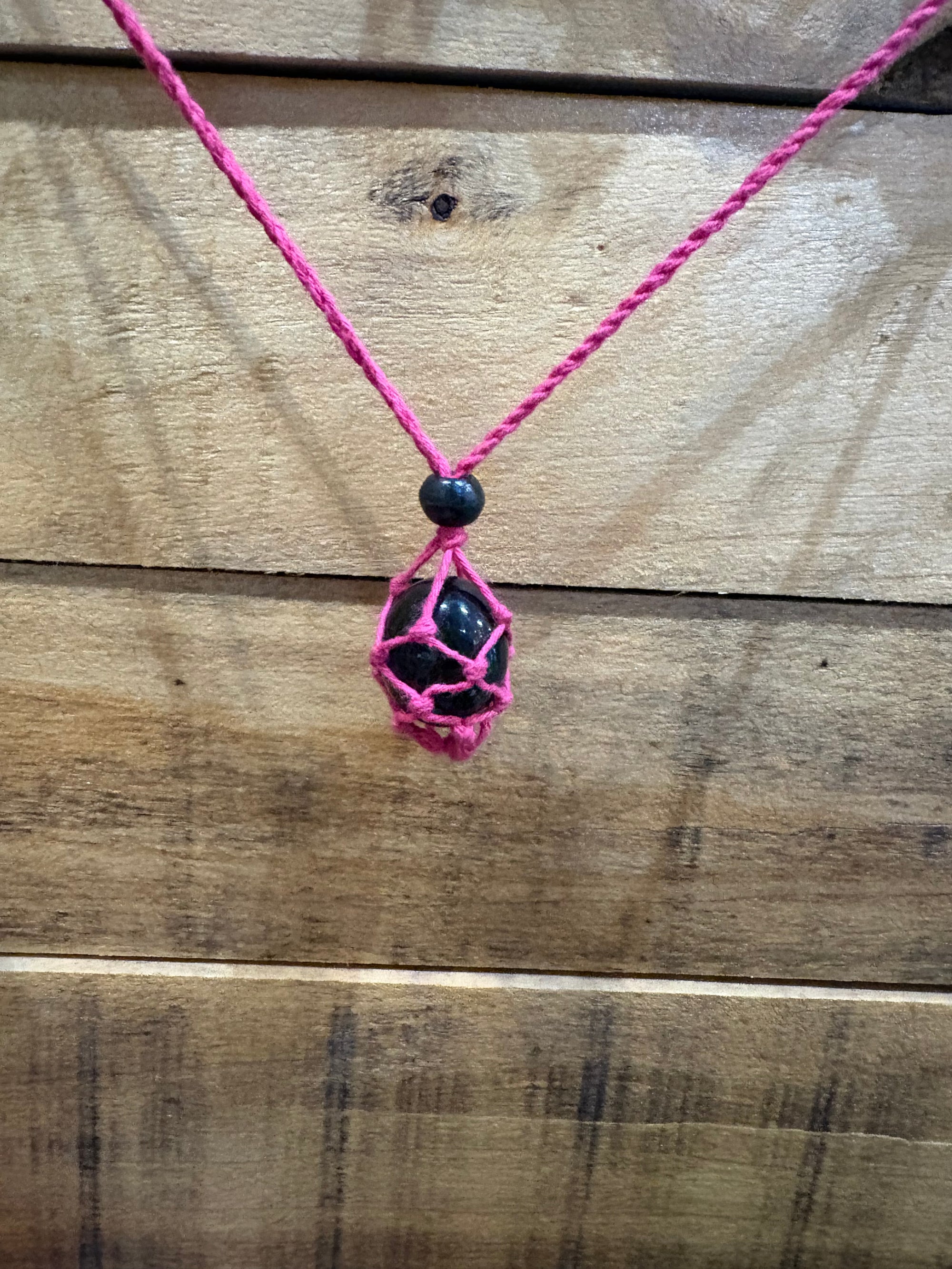 Macrame Crystal Sack Beaded Necklace