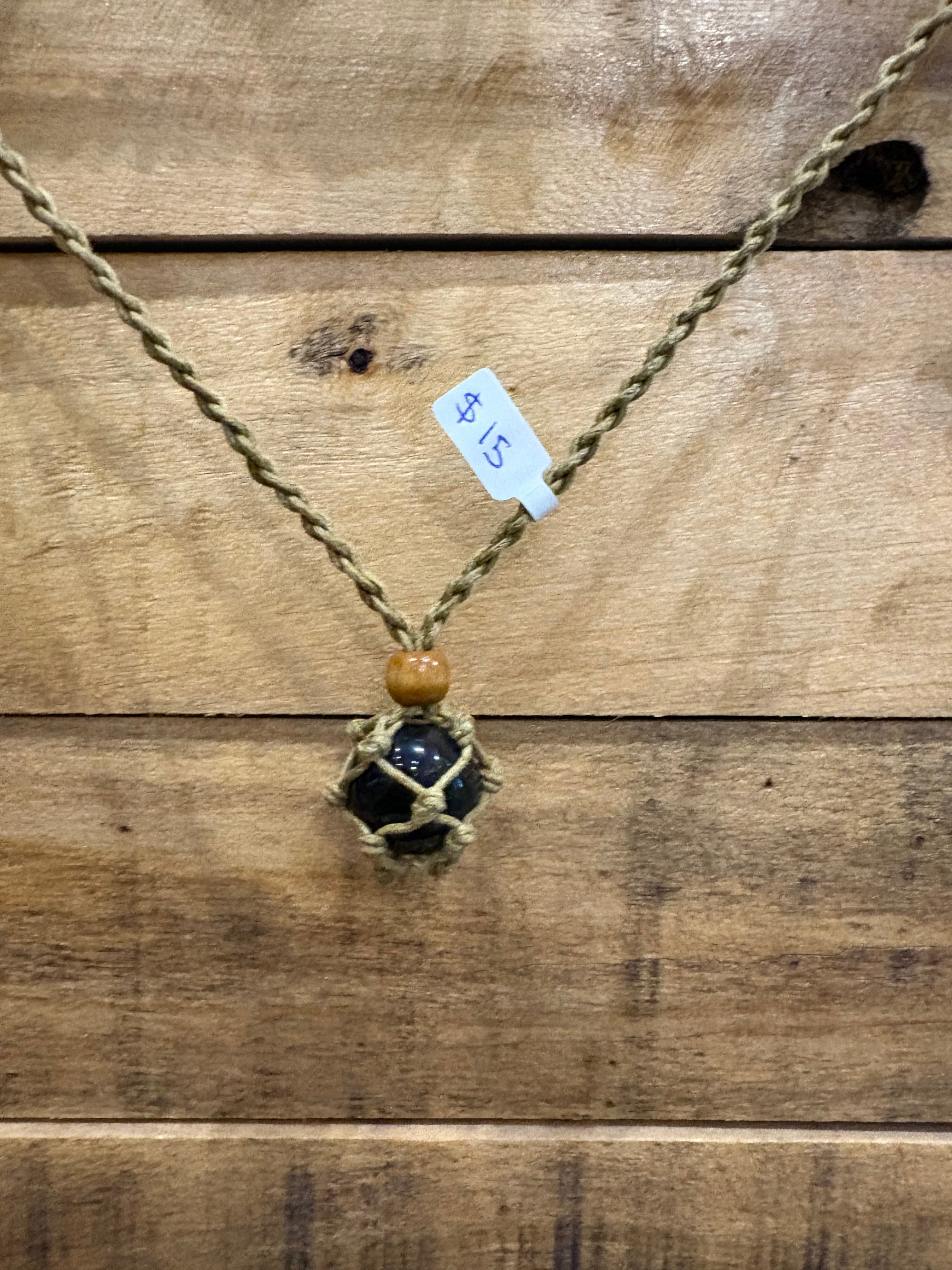Macrame Crystal Sack Beaded Necklace