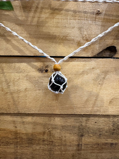 Macrame Crystal Sack Beaded Necklace