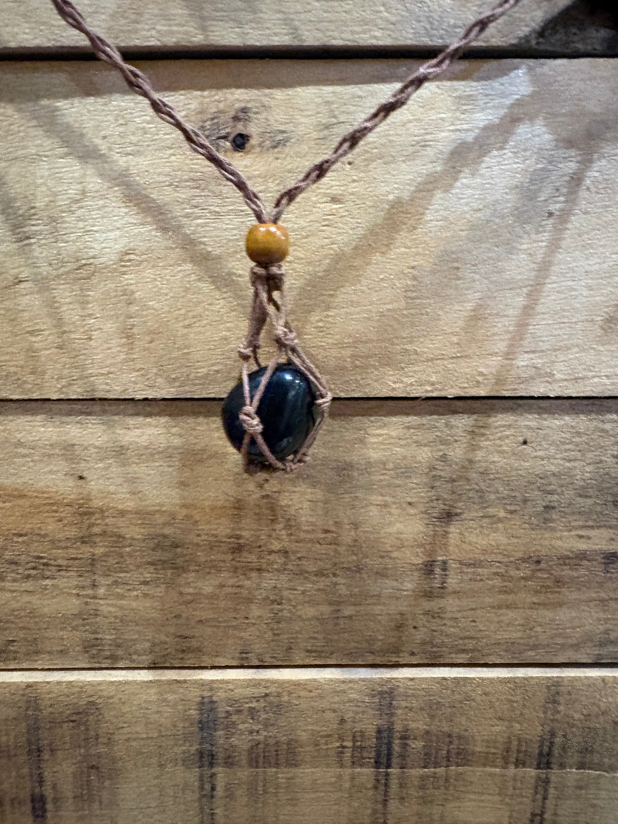 Macrame Crystal Sack Beaded Necklace