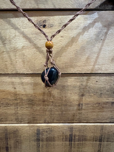 Macrame Crystal Sack Beaded Necklace