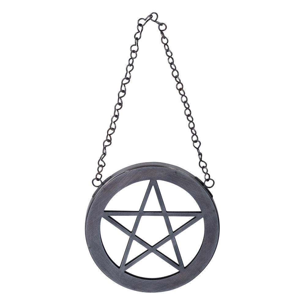 WALL HANGING - Pentacle Mirror 18cm Black Finish