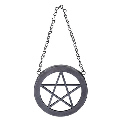 WALL HANGING - Pentacle Mirror 18cm Black Finish
