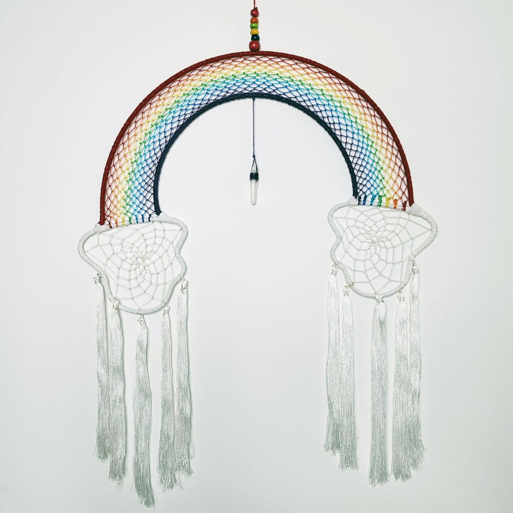 Wall Hanging - Rainbow Cloud with Clear Quartz Point 45cm x 60cm