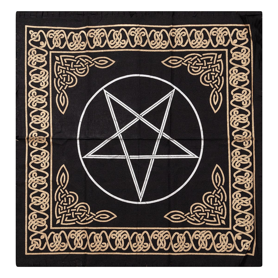 ALTAR CLOTH -Pentacle Black Gold 60cm x 60cm