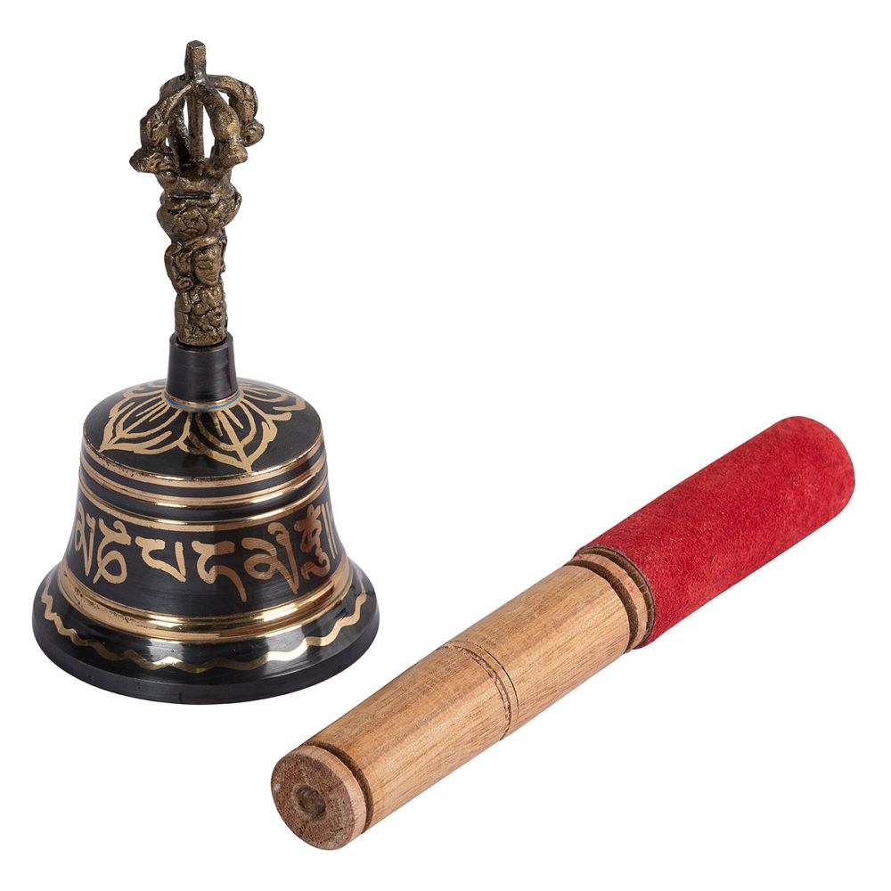 Altar Bell - Brass Dprjee Handle 7cm x 13cm with Mallet