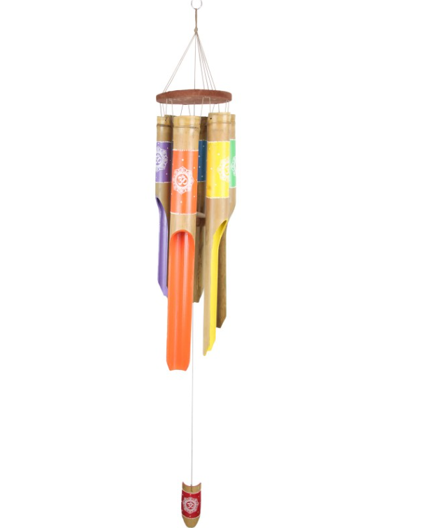 Wind Chime - Bamboo With OM  in 7 Chakra Colours
