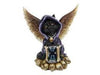 Statue - Skull Cat Witch with Wings Holding Hourglass