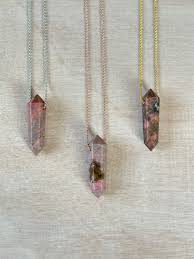 Necklace - Double Pointer - Rhodonite - on Chain