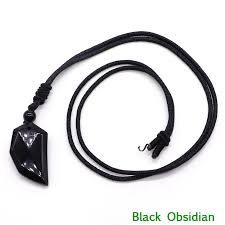 Necklace - Assorted Carved Black Obsidian Pendant Necklace