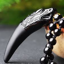 Necklace - Assorted Carved Black Obsidian Pendant Necklace