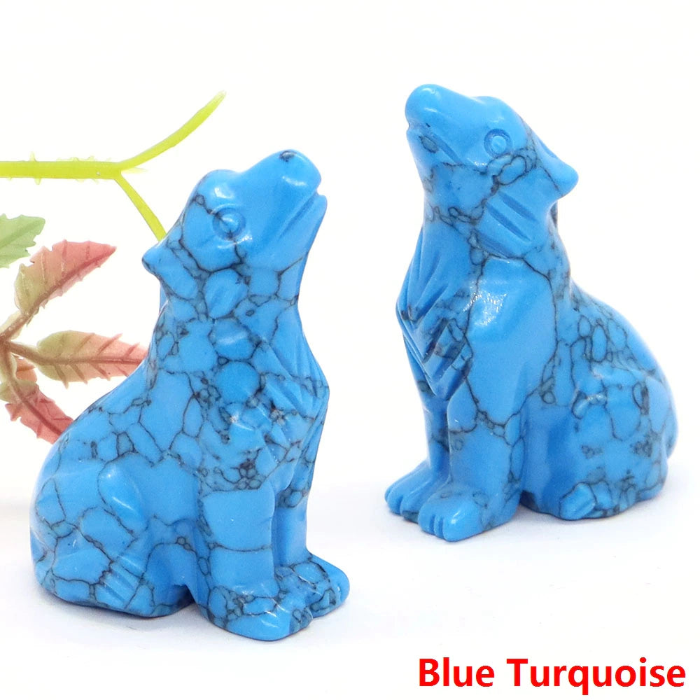 Wolf statue-Blue Howlite