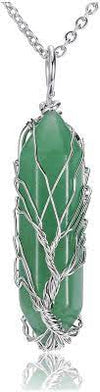 Assorted Necklace - Hexagonal Crystal - Silver Color Life Tree Wire Wrap