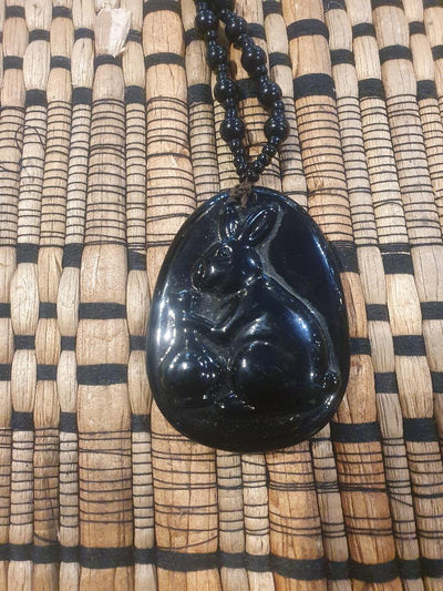 Necklace - Assorted Carved Black Obsidian Pendant Necklace