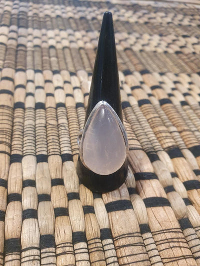 Ring- Rose quartz tear drop lrge size 10