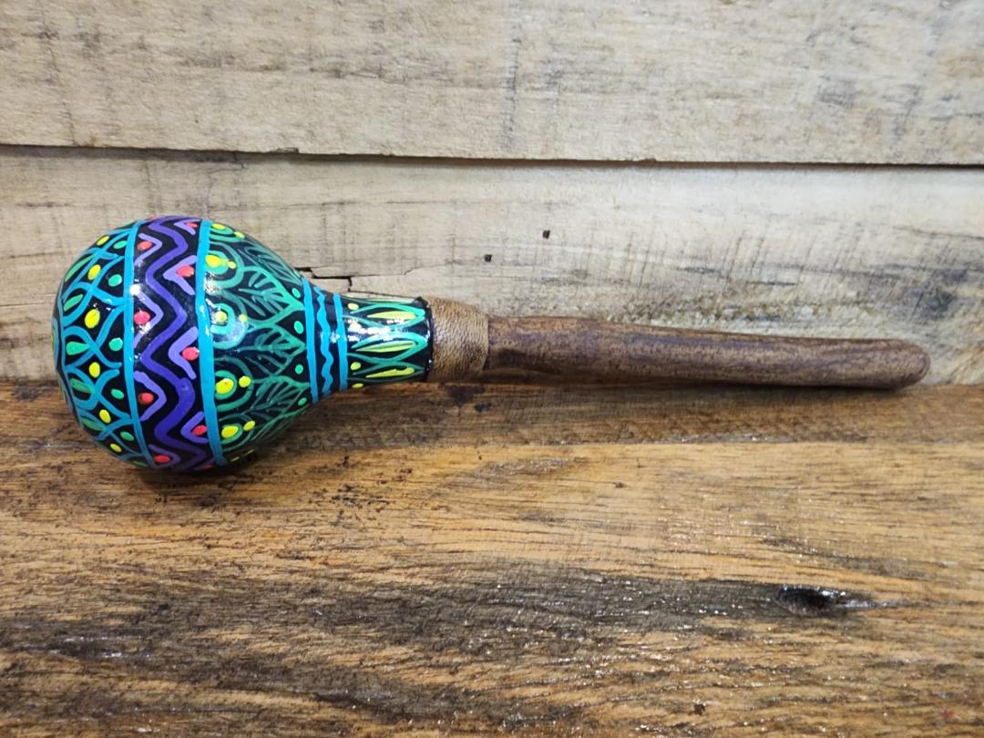 Rattle Painted Aya & Painted Gourd - Shamanic Handcrafted - Shipibo