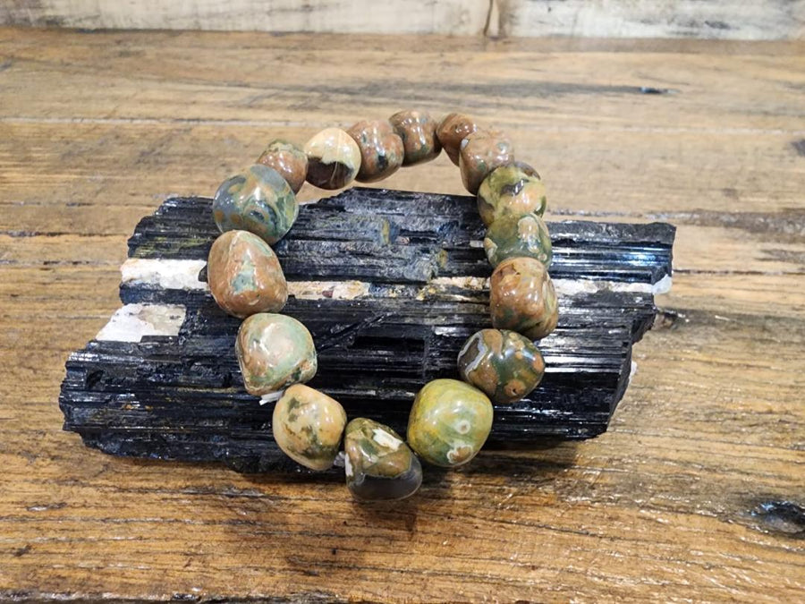 Bracelet tumbled - Rainforest Jasper 1cm