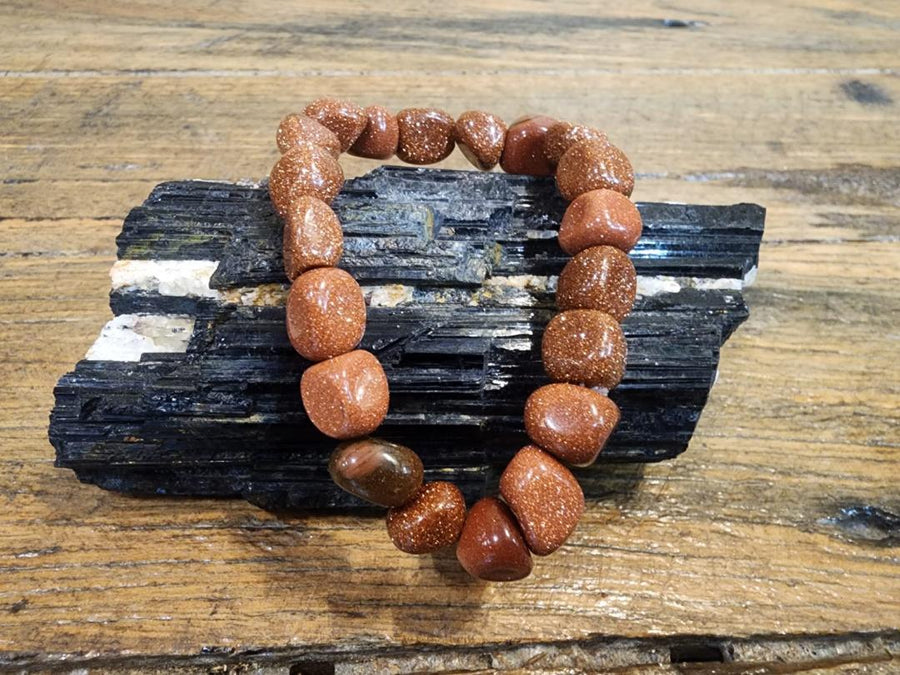 Bracelet tumbled - Goldstone Red