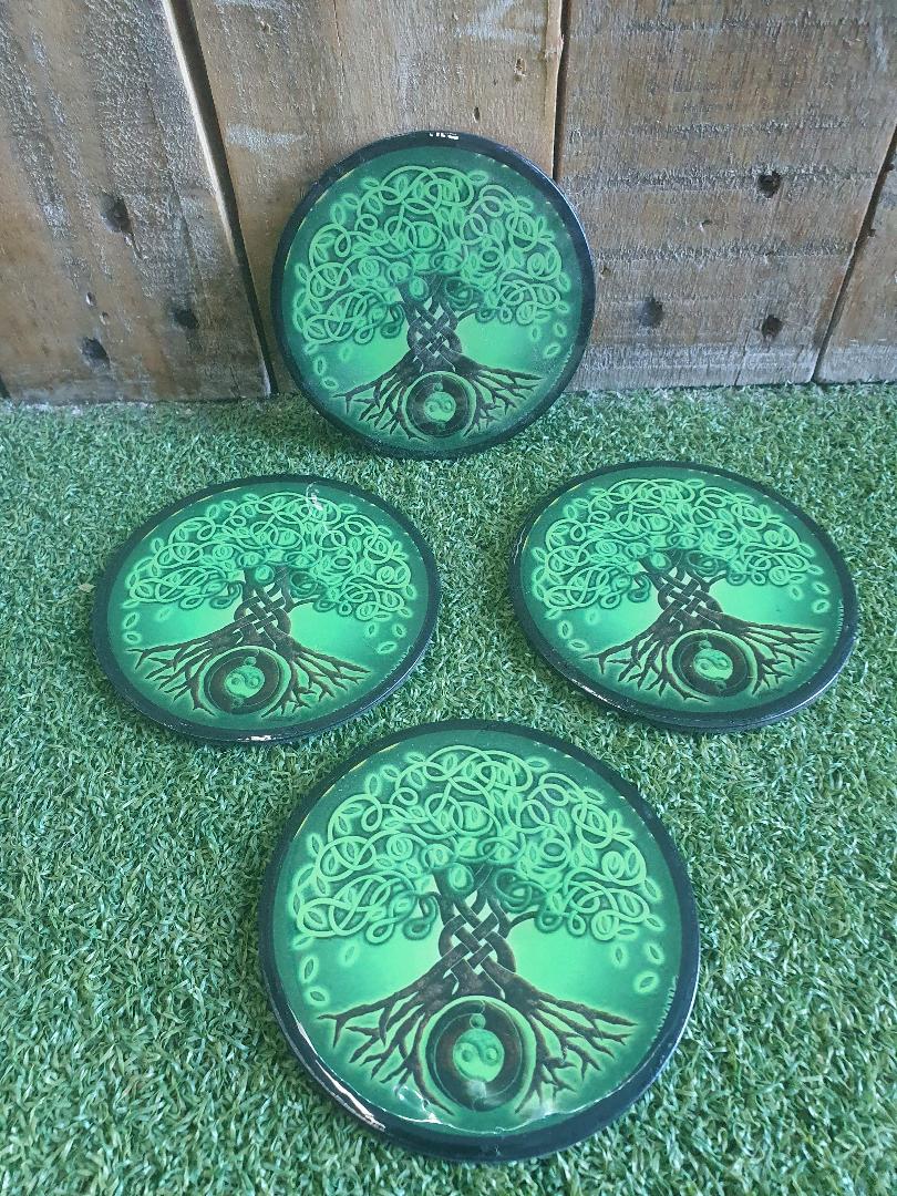 Celtic Tree With leaves and YING YANG- Coasters