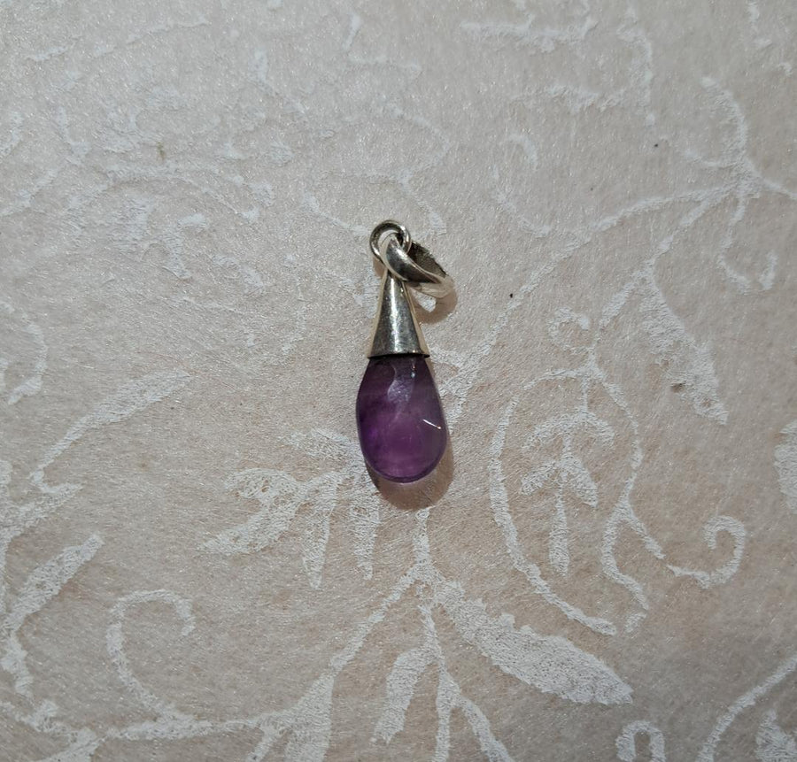 Amethyst Faceted Drop Pendant - Sterling Silver