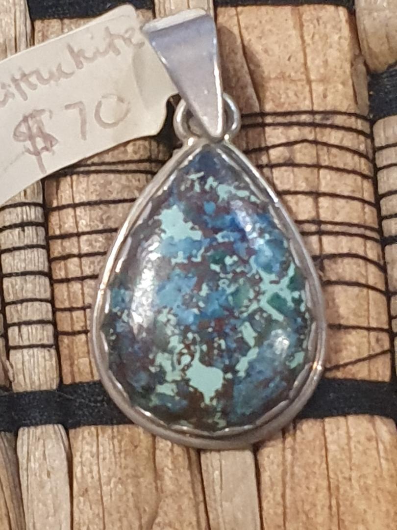 Shattuckite Crystal Pendent Sterling Silver