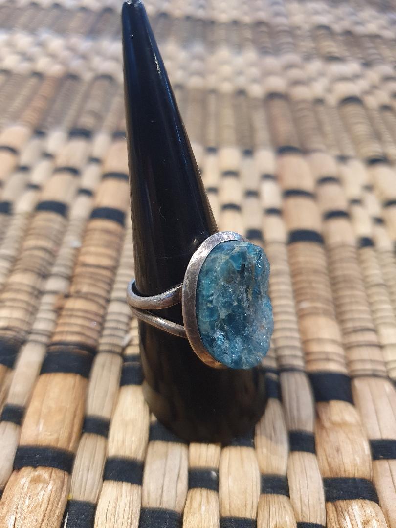 Rings-Sterling Silver - Raw-Blue Apatite