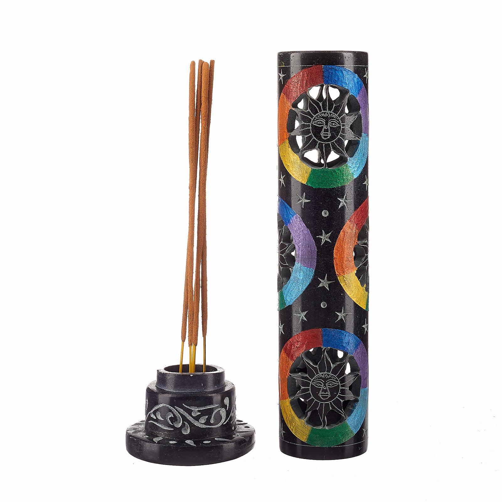 Incense Burner - Soap Stone Tower 10.5 Inch