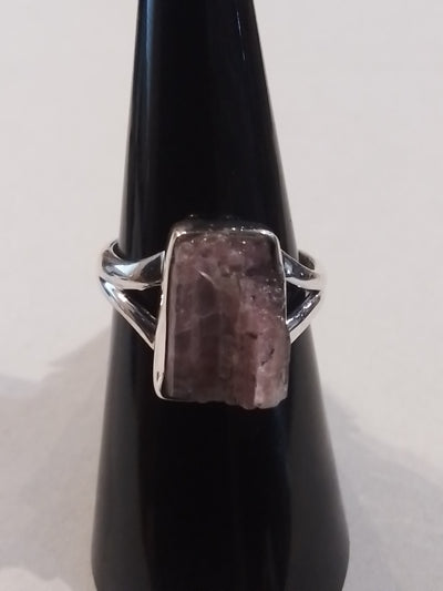 Rings-Sterling Silver-Style Raw Pink Tourmaline