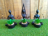 17cm Black Yoga Lady with Succulent