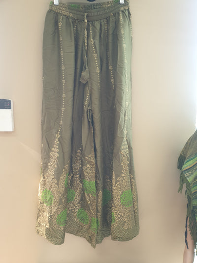 Wide Leg Pants Gold Print Assorted