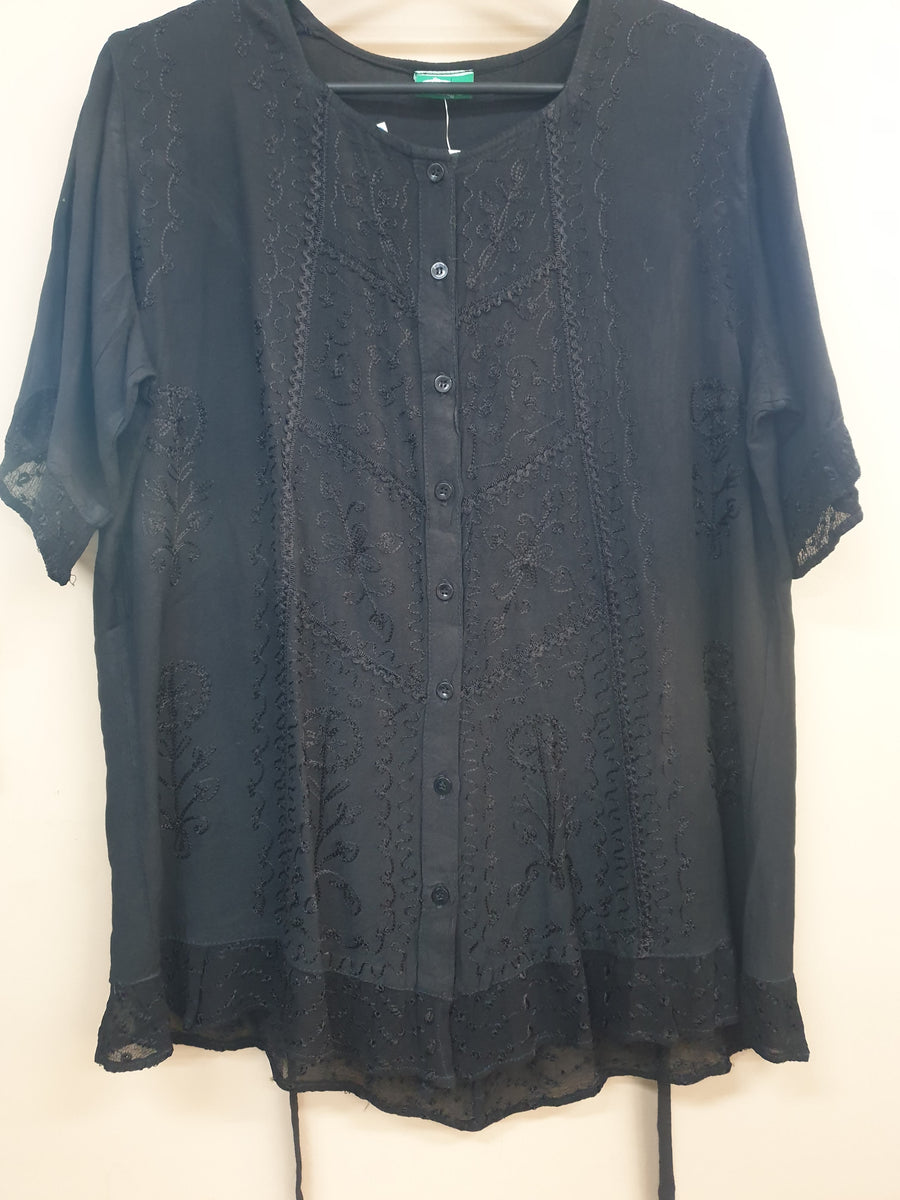 Embroidered Black Top Free Size