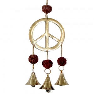 Hanging Brass Bell with peace & Rudraksha