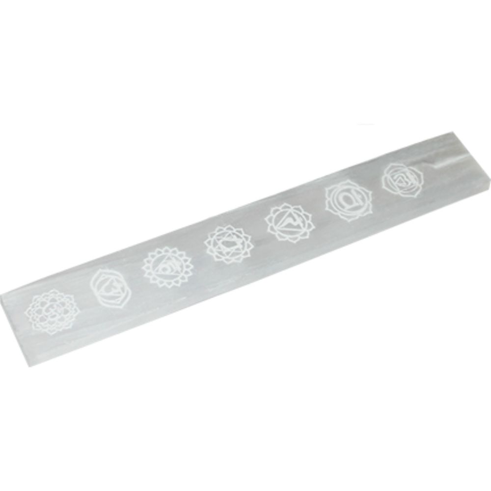 Selenite Incense Burner - Chakra Engraved 25cm x 3.5cm