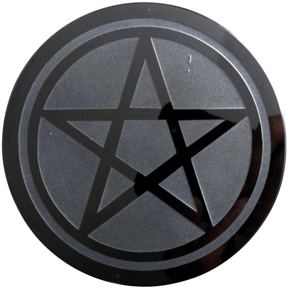 SCRYING MIRROR - OBSIDIAN PENTACLE 10cm