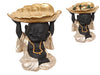 21CM BLACK/GOLD HAPPY BUDDHA WITH LEAF
