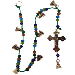 BELLS - Brass Cross on Beaded Cord 5cm x 70cm