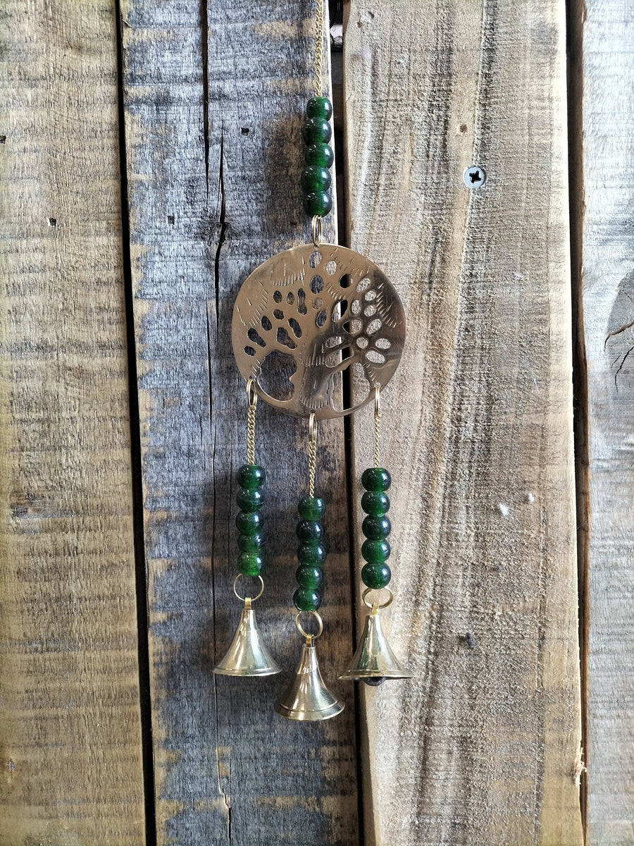 Tree Of Life Small Brass Chime With Beads