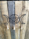 Triple Moon Pentagram Wind Chime With Bells