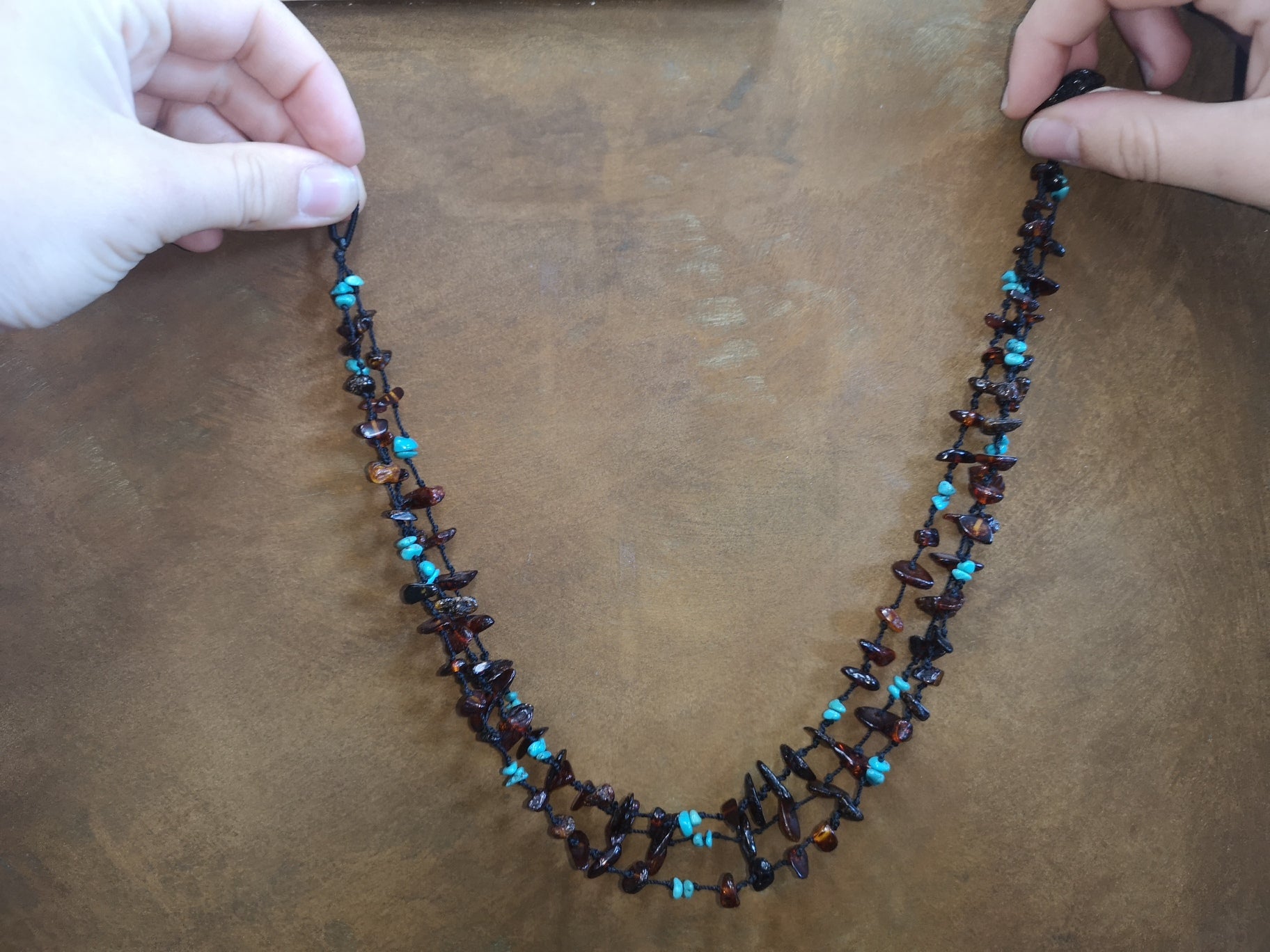 Amber and online turquoise necklace