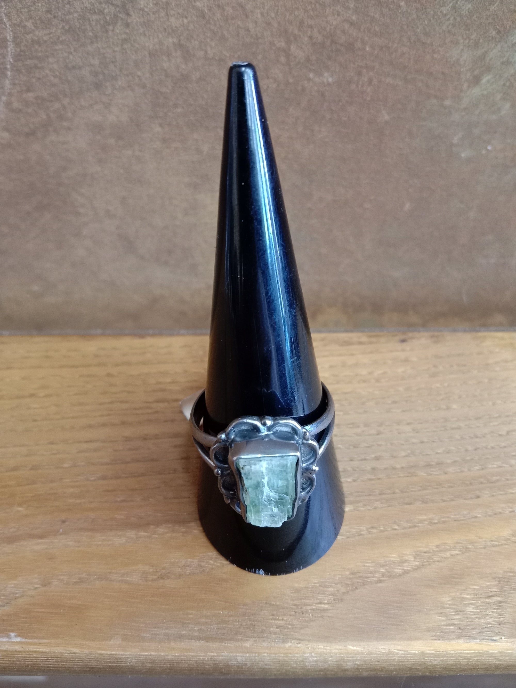Green Kyanite Crystal Ring