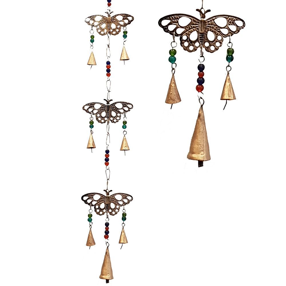 3 Butterfly Iron Cut Bells 80cm