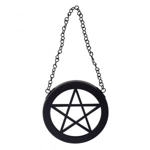 WALL HANGING - Pentacle Mirror 18cm Black Finish